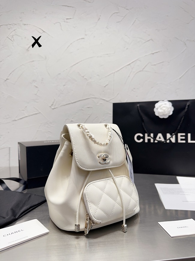 Chanel Calf Leather Lychee Backpack