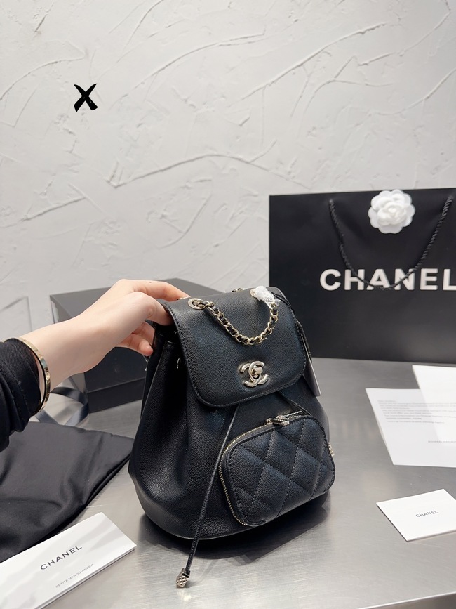 Chanel Calf Leather Lychee Backpack