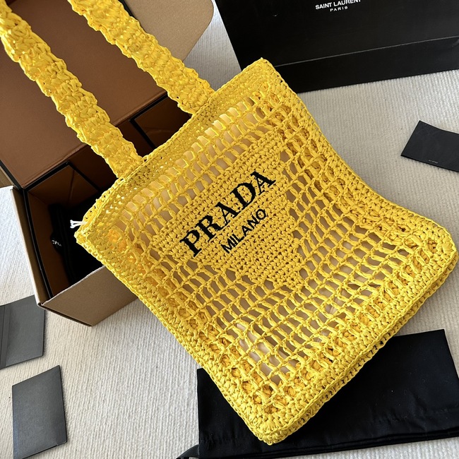 Prada Sunshine Prada Straw Shopping Bag