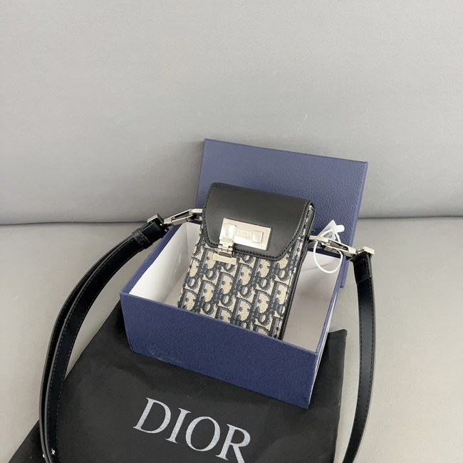 Dior Lock Embroidered Knitted Flap Phone Bag