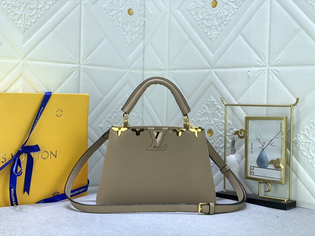 Louis Vuitton Gray Gold Buckle Black Gold Buckle Capucines Medium Handbag Code: 54660/54663/54668/94519/24567