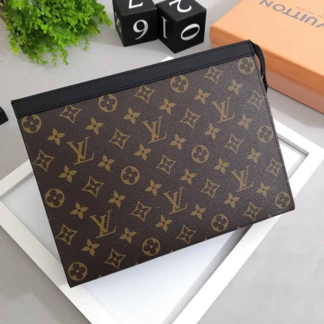 Louis Vuitton Imported Leather Pure Steel Hardware Clutch Bag Code:61692