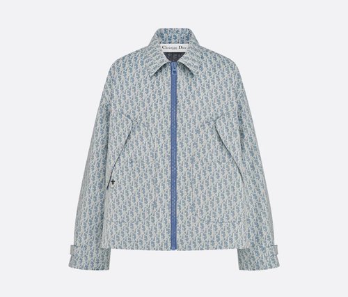 Dior Classic Logo Jacquard Zipper Jacket with Double Cuffs