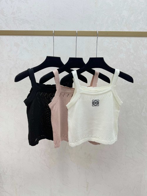 Loewe White, Pink & Black Solid Color Minimalist Knitted Two-piece