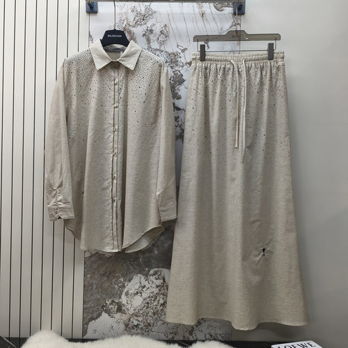 Dior Breathable Linen Blend Suit with Subtle Rhinestones