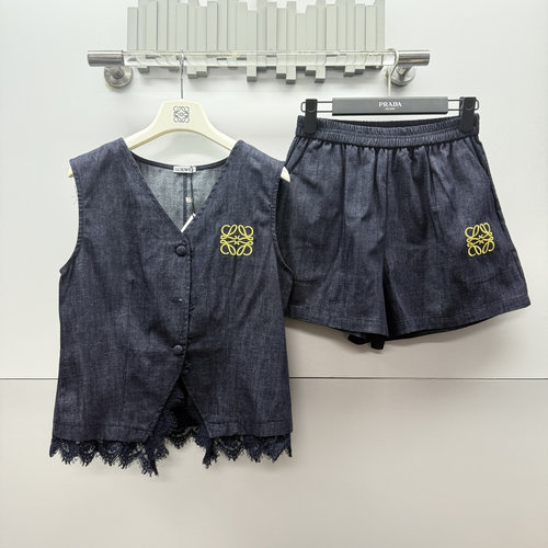 Loewe Soft and Slimming Embroidered Denim Suit