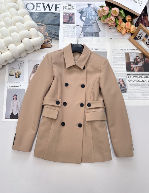 Dior Double-breasted Trench Coat with Custom Logo Buttons and Belt