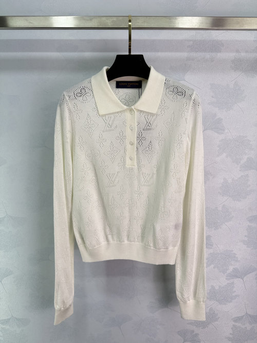 Louis Vuitton Collar Top with Lace Four - Leaf Clover Pattern