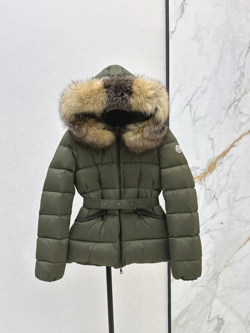 Moncler Customized Short Hooded Down Jacket with Raccoon Fur Collar, White Goose Down Filled