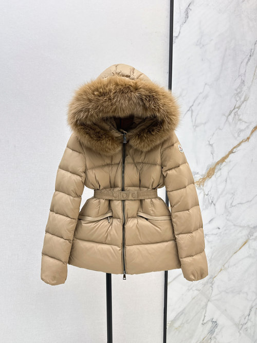 Moncler Classic Short Hooded Down Jacket with Raccoon Fur Collar