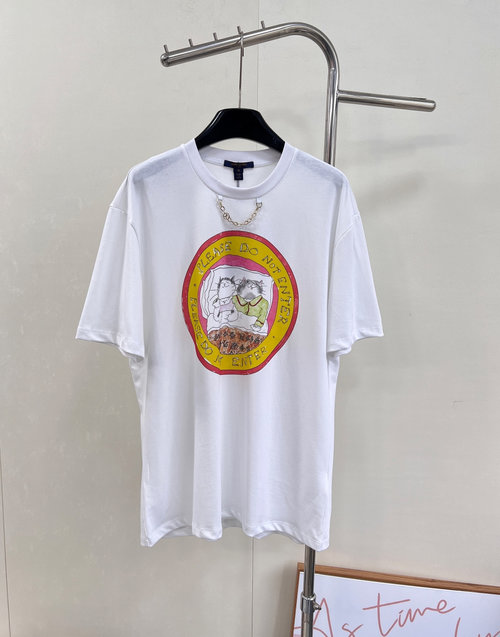 Louis Vuitton Chain Round Neck T-Shirt with Whimsical Print
