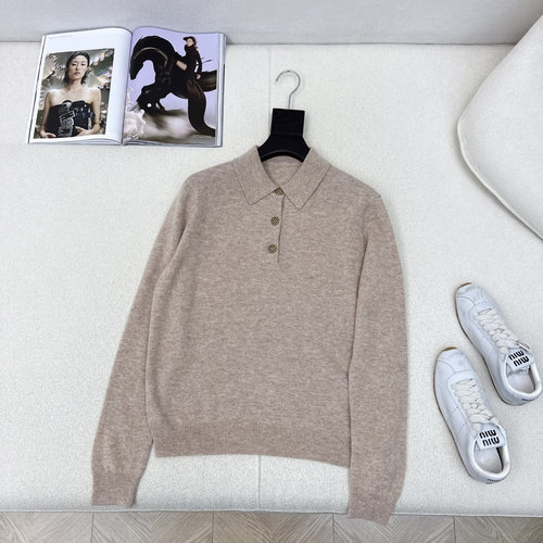 Loro Piana Cashmere - Wool Sweater with Polo Collar, Classic and Stylish