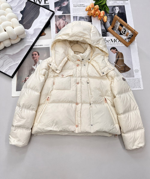 Moncler Detachable Hooded Down Jacket with Logo Patch and Practical Design