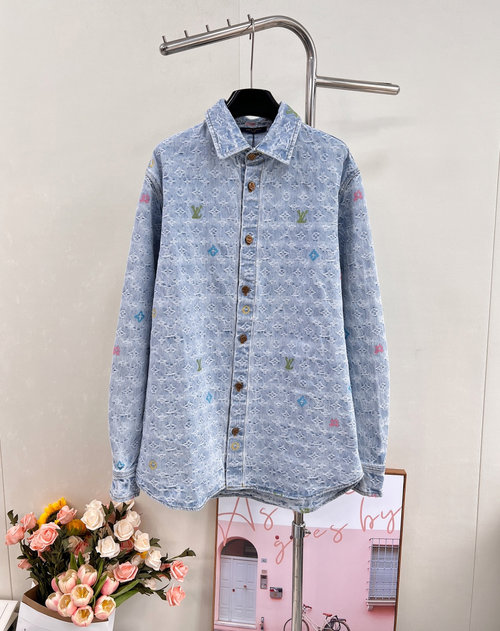 Louis Vuitton Colorful Jacquard Denim Shirt with Soft Colors