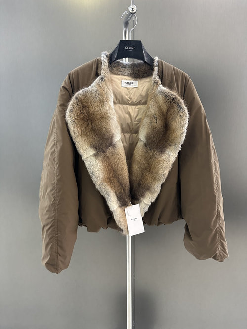 Celine Fashionable Goose Down Jacket with Mink Fur Collar, One - Size - Fits - All
