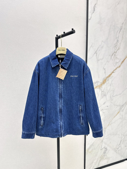 Versace Miu Series Denim Jacket with Fleece Lining, Stylish and Warm