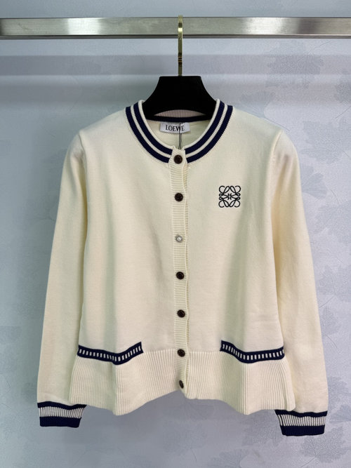 Loewe Soft Knit Cardigan with Classic Logo Embroidery and Button Front, Understated Elegance