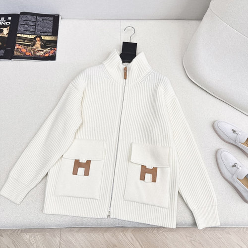 Hermes Exclusive Wool Knit Coat with H Pattern