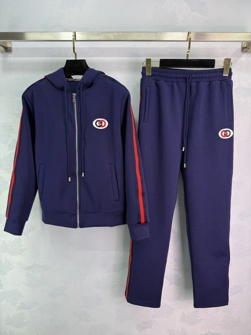 Gucci Space Cotton Outfit with Red and Green Ribbon Trim and Double G Logo Embroidery