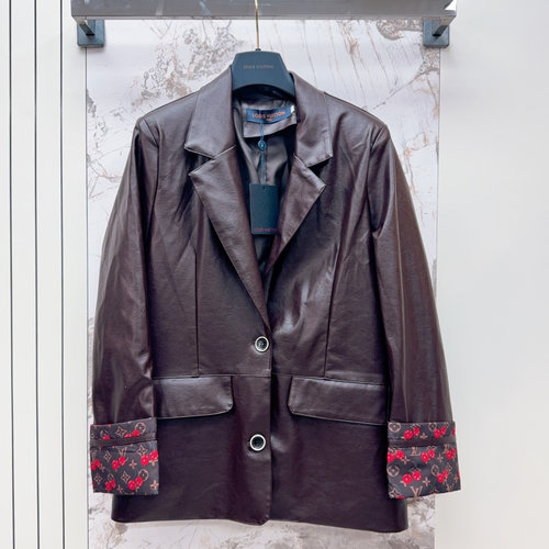 Louis Vuitton Luxurious Faux Leather Suit with Exquisite Texture