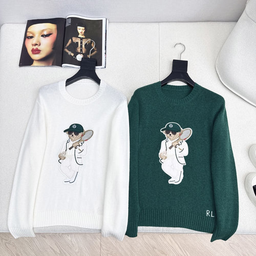 Loro Piana Classic Loose-fit Sweater with Bear Embroidery and Imported Yarn