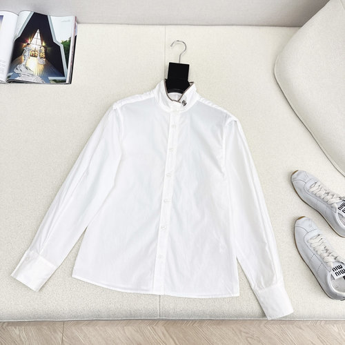 Brunello Cucinelli Elegant White Shirt with Copper Chain and Embroidery Badge