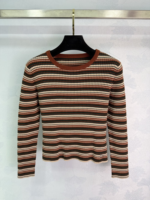 Celine Soft Wool Knit Long Sleeve with Arch Embroidery