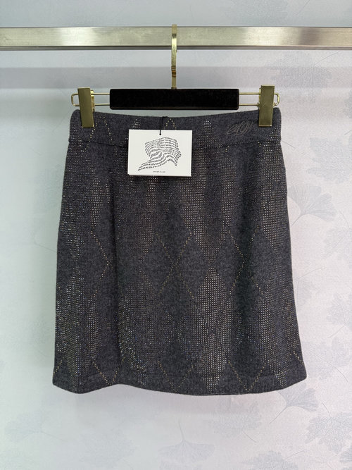 Alexander Wang Diamond Studded Knit Vest and Skirt Set with Logo Embroidered