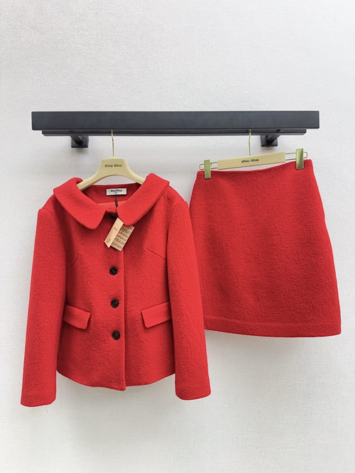 Miu Miu Miu Series Retro French Wool Suit for Party Occasions