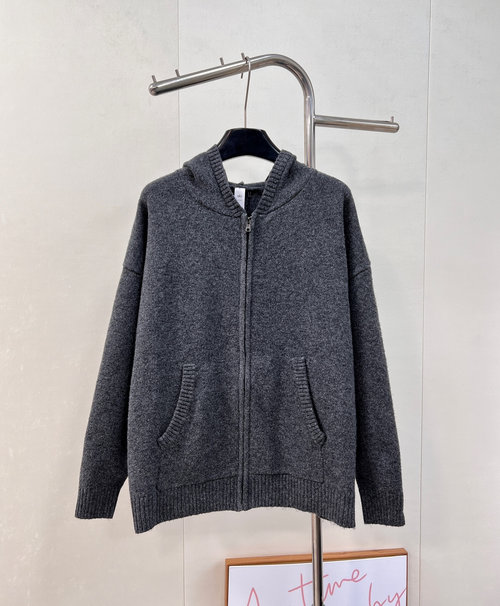 Alo Zippered Hooded Knit Cardigan with Sporty and Gentle Texture