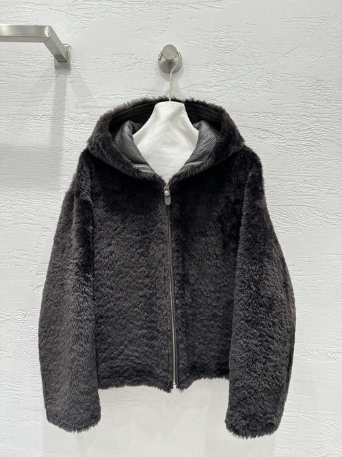 Loewe Exclusive Imported Merino Fur Hooded Coat in H Shape