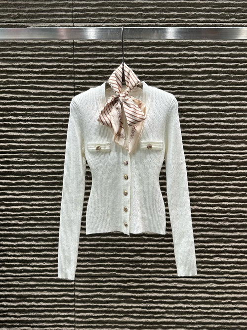 Balmain Elegant Slim-Fit Cardigan with Scarf, Sophisticated Design