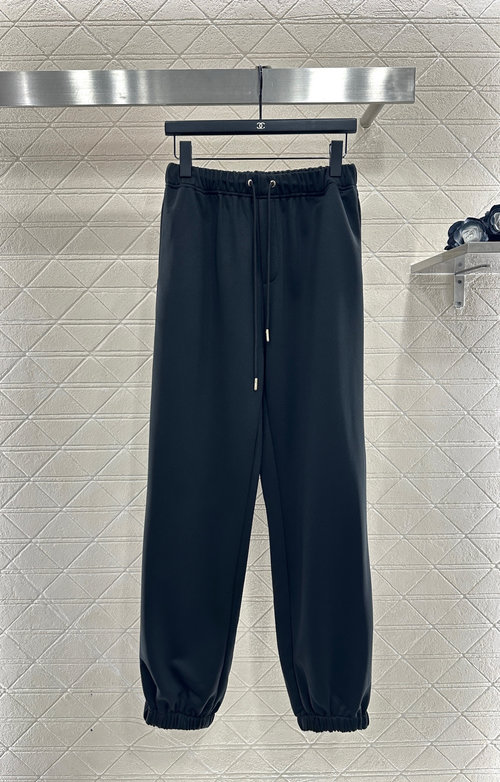 Fendi Elastic Waist and Cuff Drawstring Casual Trousers with Zippered Pocket
