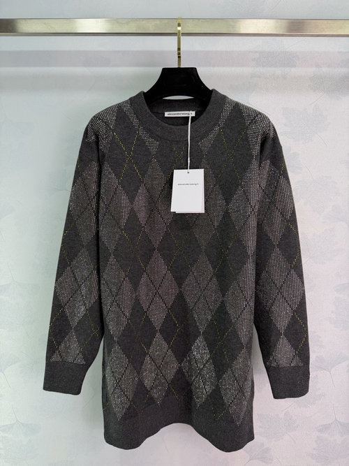 Alexander Wang Diamond Pattern Knitted Dress with Sparkling Accents