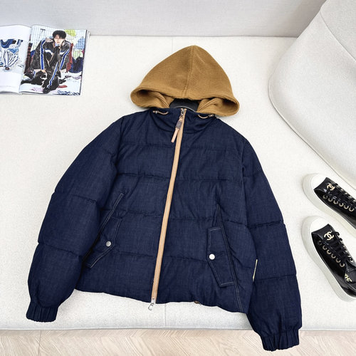 Brunello Cucinelli Hooded Faux Two-Piece Winter Down Jacket