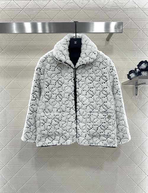 Chanel Ski Series Fur Single - breasted Short Coat with Double C Logo