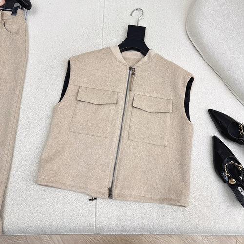 Brunello Cucinelli Elegant Italian Wool Blend Vest & High-Waist Skirt