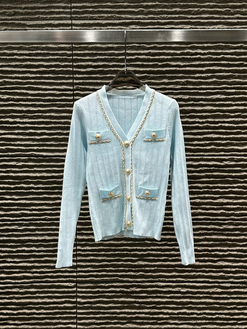 Balmain Heavy - chain Elegant Open - front Cardigan