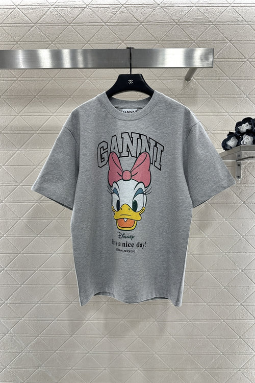 Ganni Relaxed Fit Short Sleeve T-Shirt with Disney Print