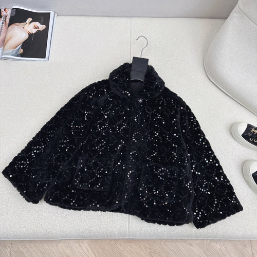 Chanel Furry Collared Short Ski Coat, Stylish and Warm