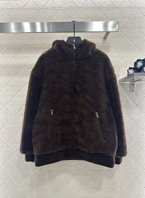 Prada Customized Lamb Wool Ski Hoodie with Zipper Pockets