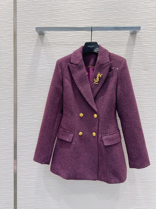 Yves Saint Laurent Elegant Blazers with Sequins, High-end Fabric, Chic Design