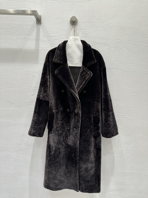 Max Mara Sophisticated High - end Fur - on - Leather Overcoat