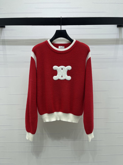 Celine Customized Wool Round Neck Sweater with Arch Logo