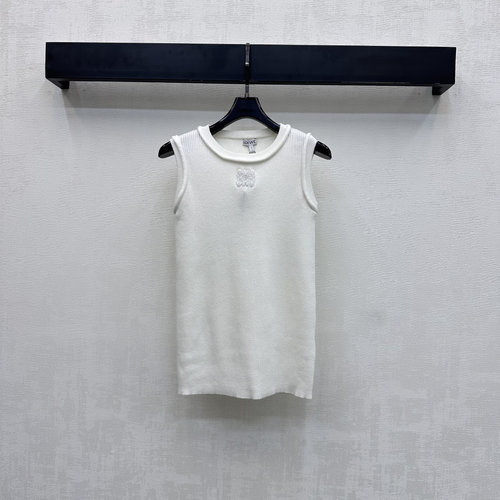 Loewe Embroidered Logo Knit Vest with Ribbed Edges for Professional Commuting