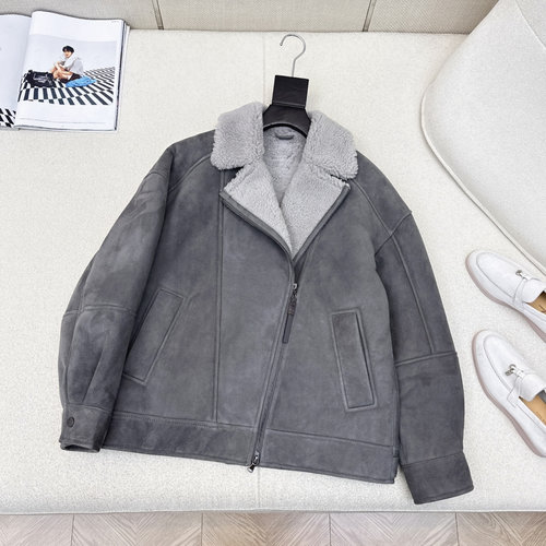 Brunello Cucinelli Fur - in - Leather Jacket for Winter Outings