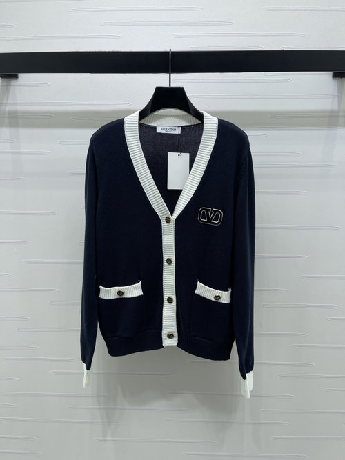 Valentino Knitted V-Neck Cardigan with Letter V Pattern