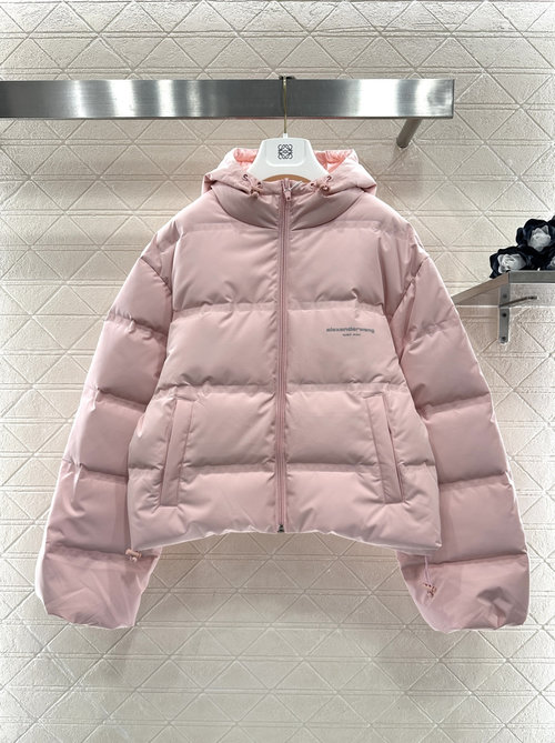 Alexander Wang Hooded Printed Down Jacket with Zipper Pocket