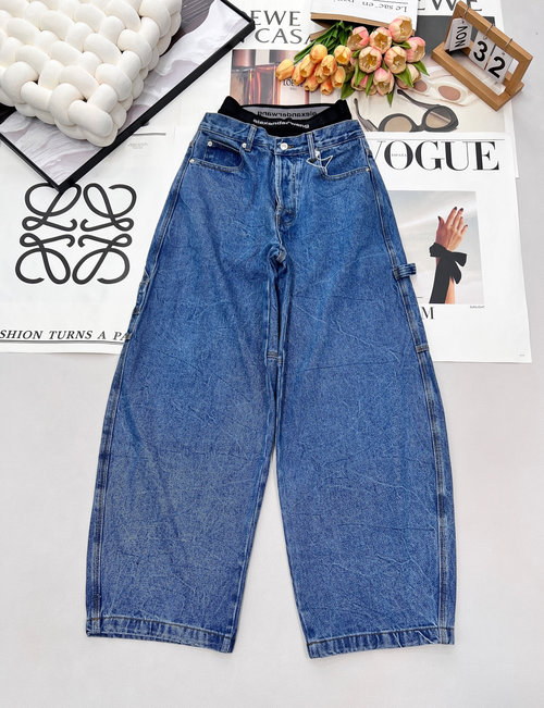 Versace Fashionable Utility Jeans with Fake Two - piece Waistband