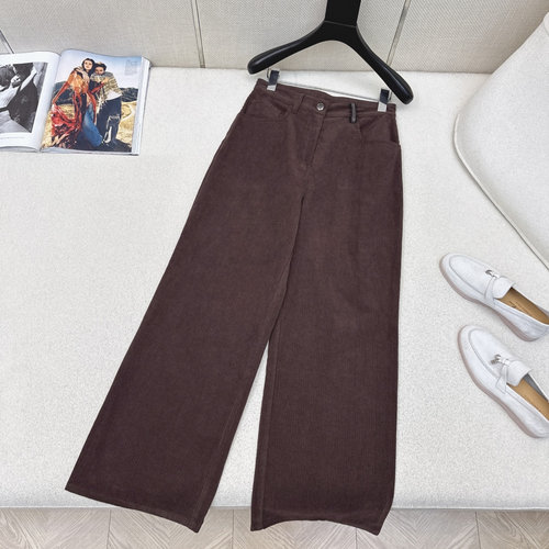 Brunello Cucinelli Luxury Minimalist Warm Vintage Corduroy Straight Pants